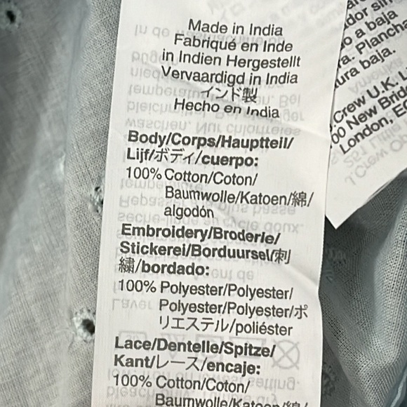 J Crew Eyelet Lace  Bib Long Sleeve Ruffle Top Sz M Prairie Victorian Romantic - Picture 12 of 13